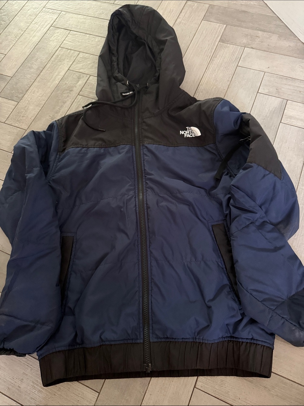 The North Face Men’s Navy and Black Puffer Hooded Jacket